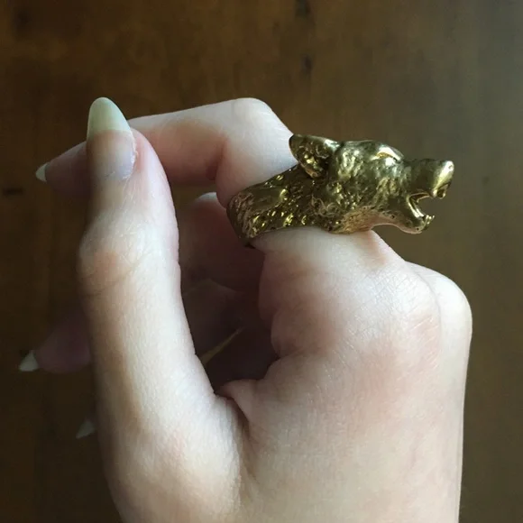 Wolf Head Ring, Solid Brass, Hand Crafted - Picture 6 of 7